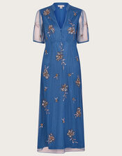 Pamela Embellished Tea Dress, Blue (BLUE), large