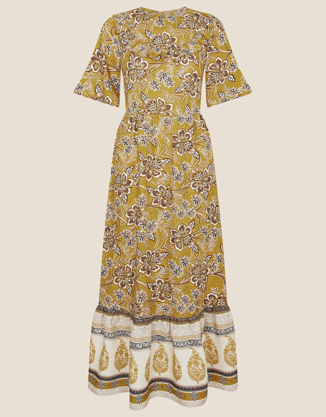 Suranne Heritage Print Bib Dress, Yellow (OCHRE), large