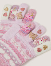 Unicorn Knit Gloves, Multi (MULTI), large