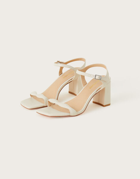 Scallop Block Heeled Sandals, Nude (NUDE), large