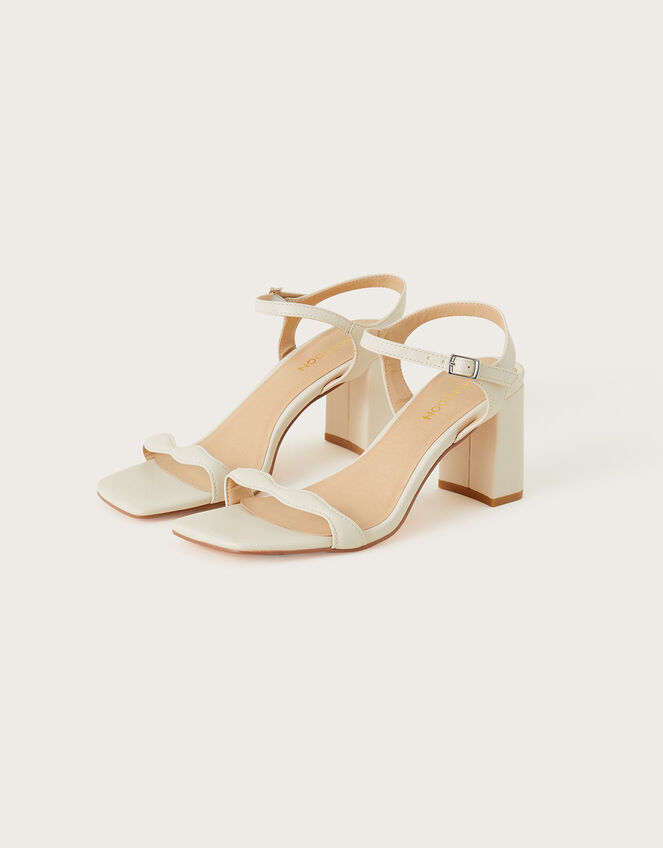 Scallop Block Heeled Sandals, Nude (NUDE), large