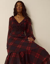 Rowena Check Lace Midi Dress, Red (RED), large