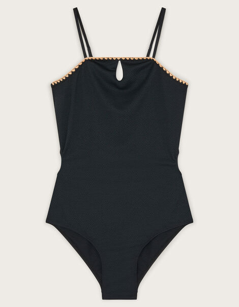 Texture Cut-Out Swimsuit, Black (BLACK), large
