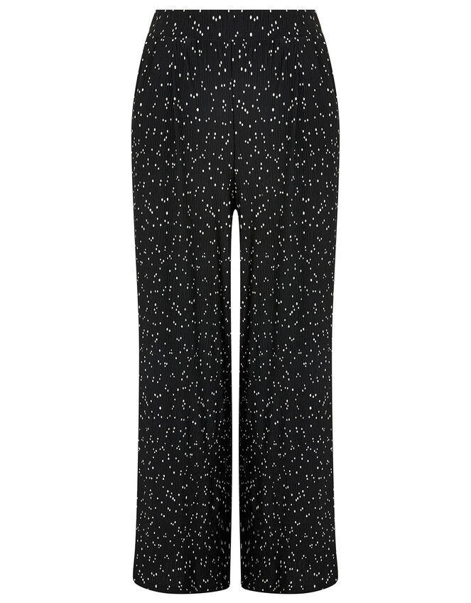 Poppy Spot Print Plisse Trousers, Black (BLACK), large