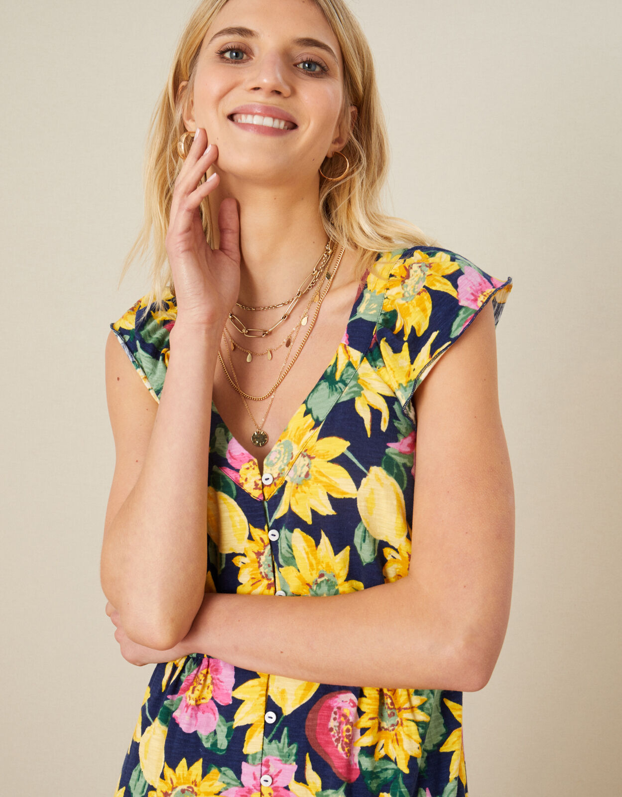 Floral jersey midi dress Clearance