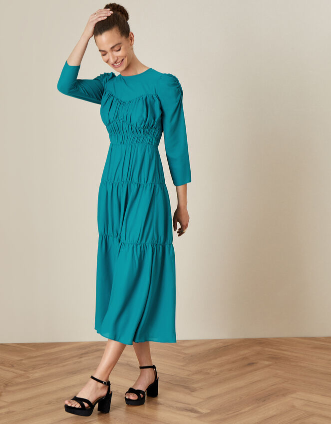Penny Tiered Midi Dress, Teal (TEAL), large