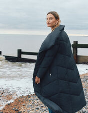 Longline Hooded Padded Coat, Grey (CHARCOAL), large
