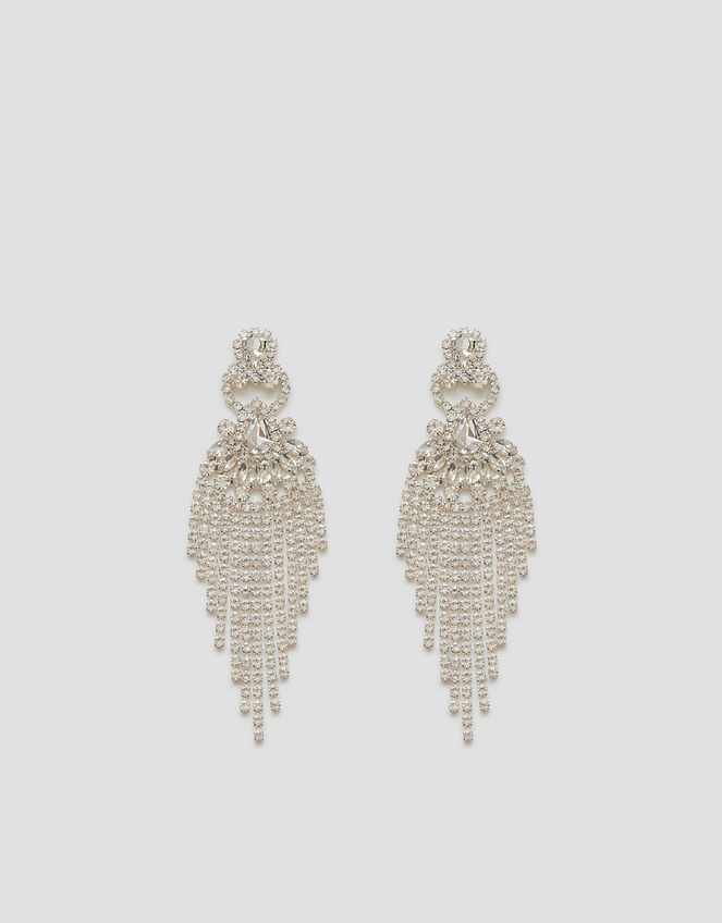 Crystal Diamante Fringe Drop Earrings, , large