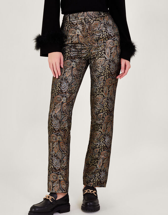 Joni Jacquard Trousers, Black (BLACK), large
