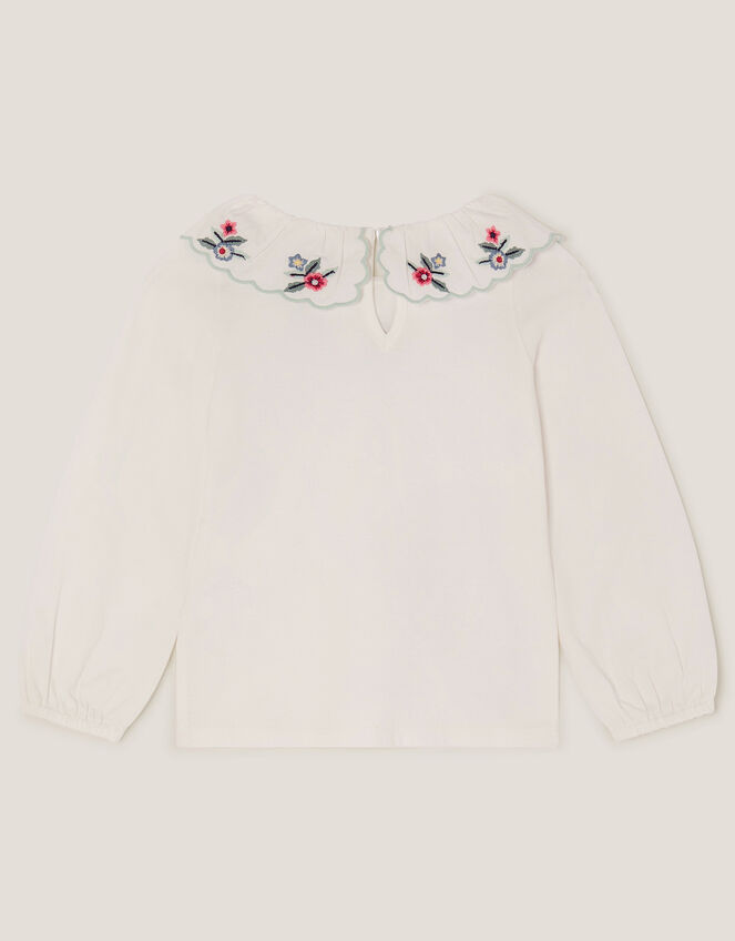 Embroidered Collar Top, Ivory (IVORY), large