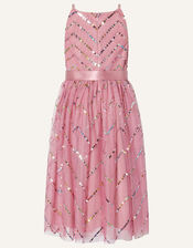 Truth Chevron Sequin Maxi Dress, Pink (DUSKY PINK), large