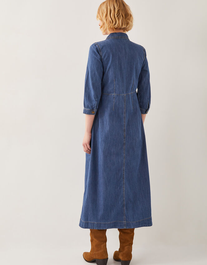 Bonnie Zip Denim Shirt Dress, Blue (MID AUTHENTIC BLUE), large
