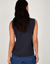 Stitch Knit Tank Top, Blue (NAVY), large
