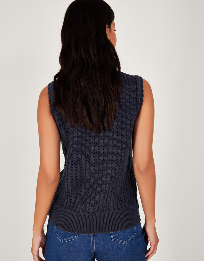 Stitch Knit Tank Top, Blue (NAVY), large