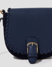 Petra Woven Satchel Crossbody Bag, Blue (NAVY), large