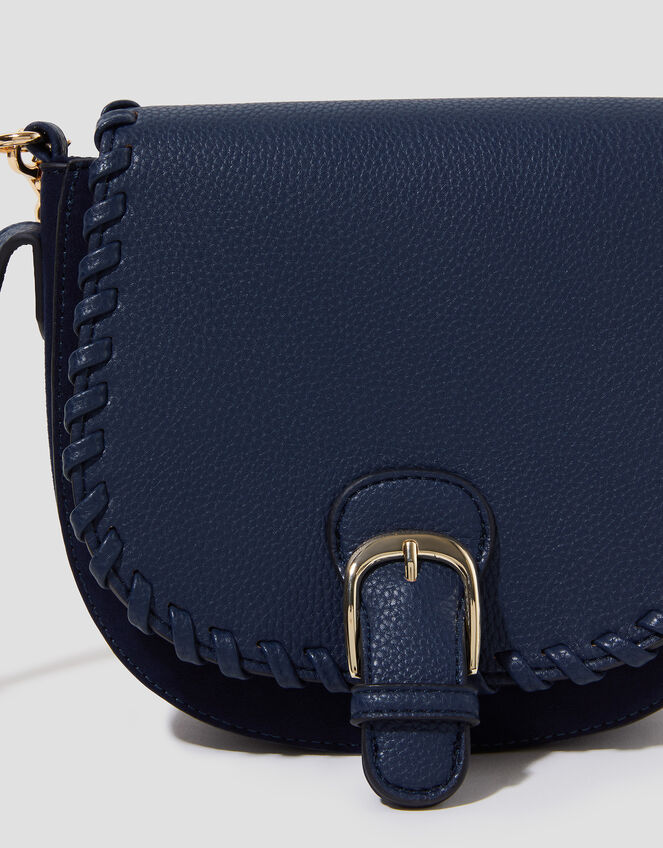Petra Woven Satchel Crossbody Bag, Blue (NAVY), large