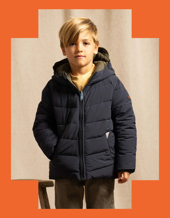 Töastie Reversible Water Repellent Puffer Jacket, Blue (NAVY), large