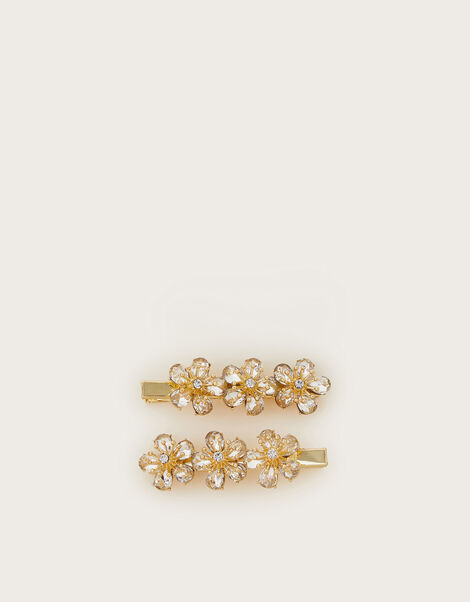 2-Pack Gemstone Flower Hair Clips, , large