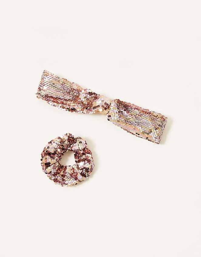 Ombre Sequin Bando and Scrunchie Set, , large