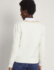 Joelle Upcycled Embroidered Jumper, Ivory (IVORY), large