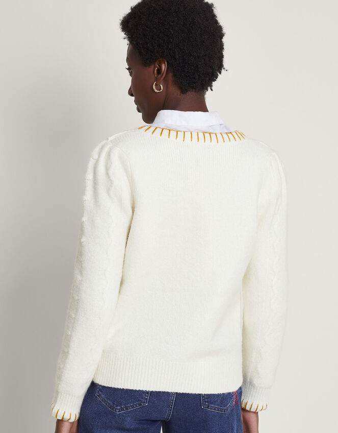 Joelle Upcycled Embroidered Jumper, Ivory (IVORY), large