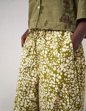 East Karlie Floral Print Wide Leg Trousers, Green (GREEN), large