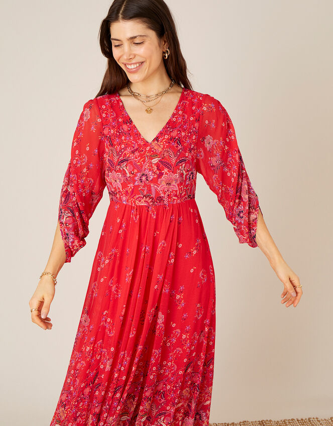 Jasmine Printed Maxi Dress, Red (RED), large