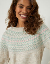 Fairisle Cosy Jumper with Recycled Polyester, Natural (NATURAL), large
