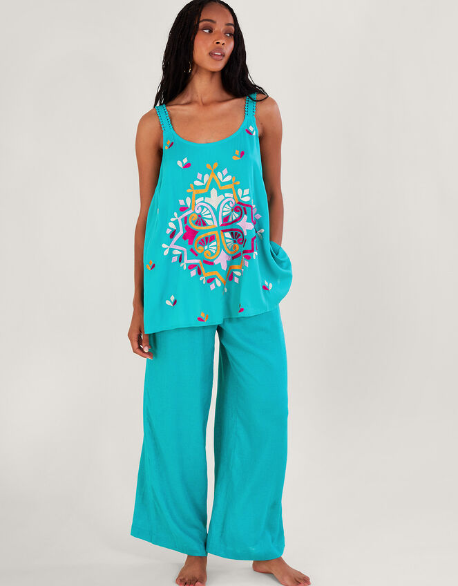 Bonita Embroidered Cami Blue, Vests, Camisoles And Sleeveless Tops
