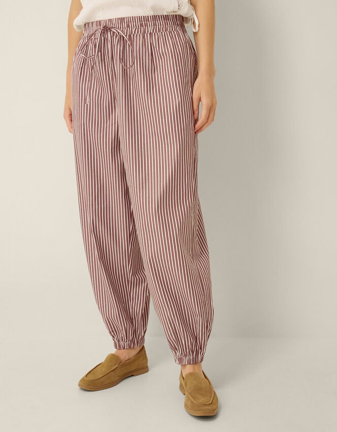Scarlet Stripe Balloon Trousers, Red (BERRY), large