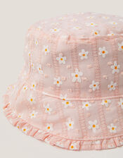 Baby Floral Embroidered Bucket Hat, Pink (PINK), large