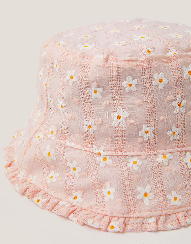 Baby Floral Embroidered Bucket Hat, Pink (PINK), large