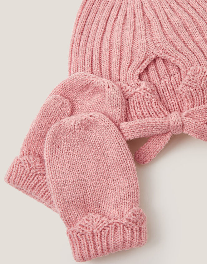 Baby Bonnet & Mitten Set, Pink (PINK), large