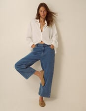 Hallie Regular Crop Wide Leg Jeans, Blue (MID AUTHENTIC BLUE), large
