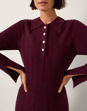 Prue Knit Pleated Shirt Dress, Red (BERRY), large