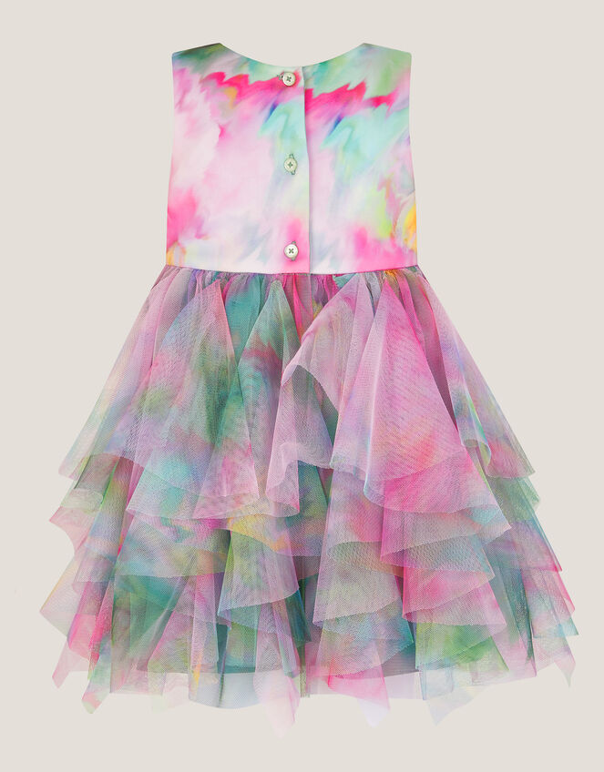 Baby Watercolor Sleeveless Ruffle Party Dress, Multi (MULTI), large