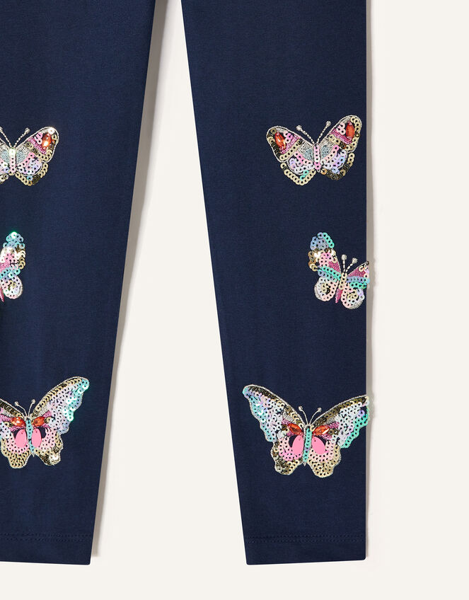 Butterfly Sequin Leggings, Blue (NAVY), large