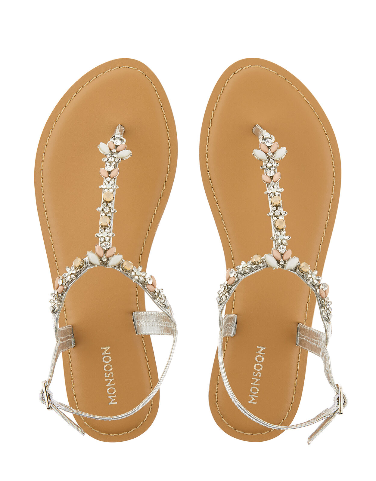 Farren Flower Embellished Sandals Silver Women s Shoes Monsoon Global