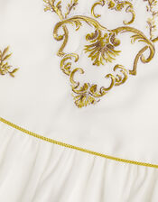 Embroidered Pleated Sleeve Tunic, Ivory (IVORY), large