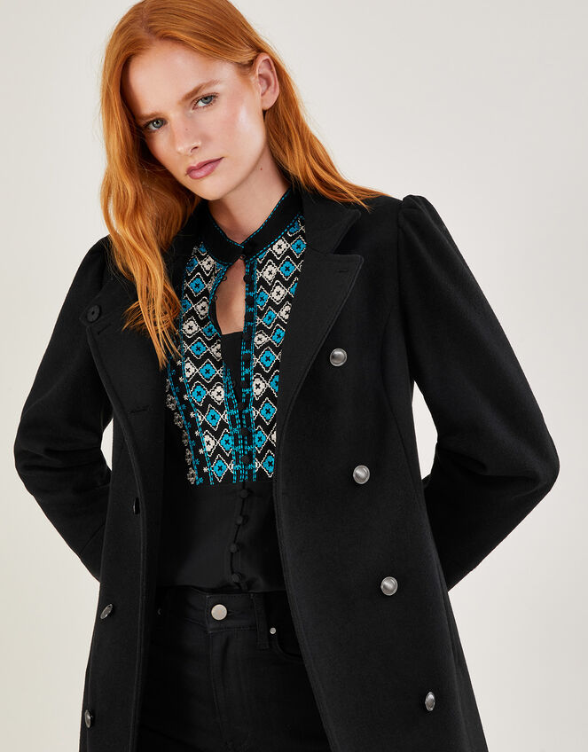 black wool womens pea coat