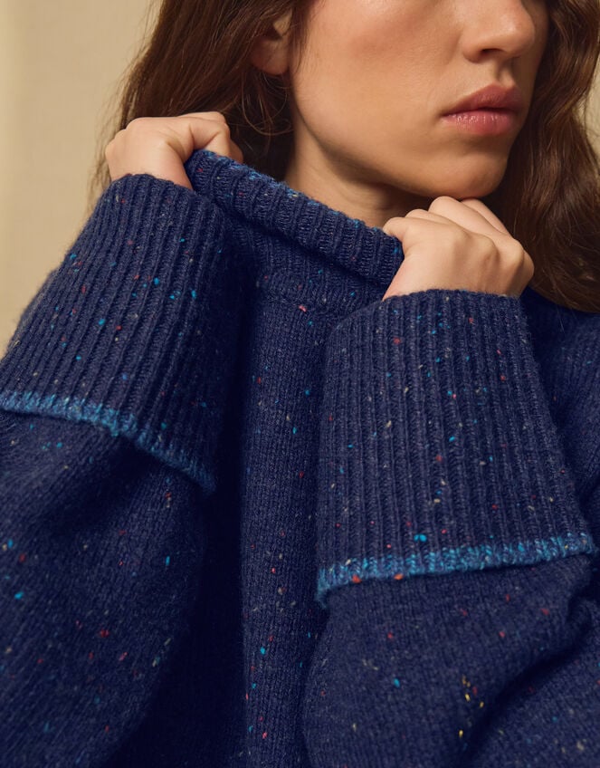 East Rana Funnel Neck Jumper, Blue (NAVY), large