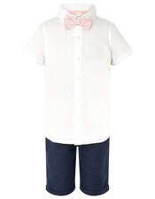Tom Shirt and Shorts Set with Bow Tie, Ivory (IVORY), large