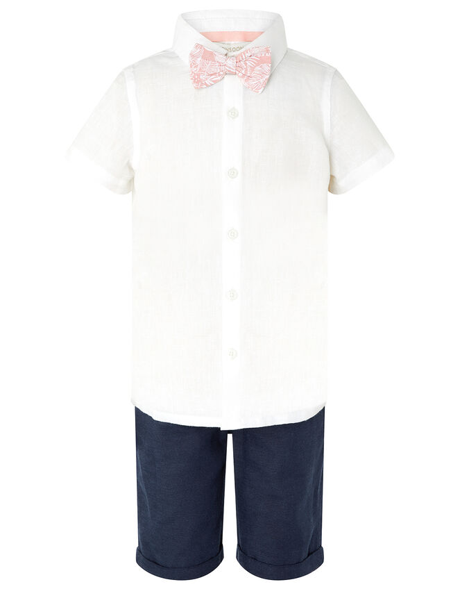 Tom Shirt and Shorts Set with Bow Tie, Ivory (IVORY), large