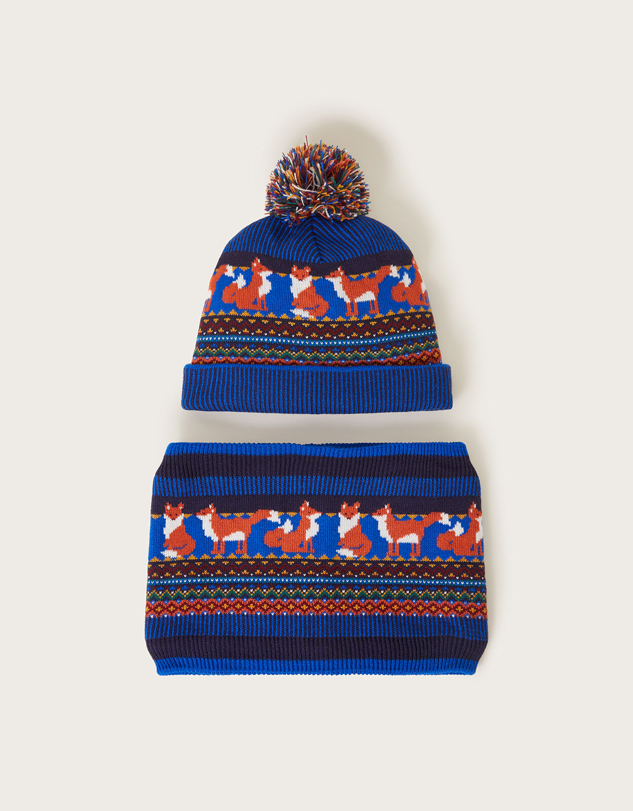 Fox Bobble Hat and Snood Set