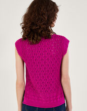 Multi Stitch Pointelle Knitted Vest, Pink (PINK), large