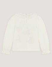 Embellished Christmas Long Sleeve Top, Ivory (IVORY), large