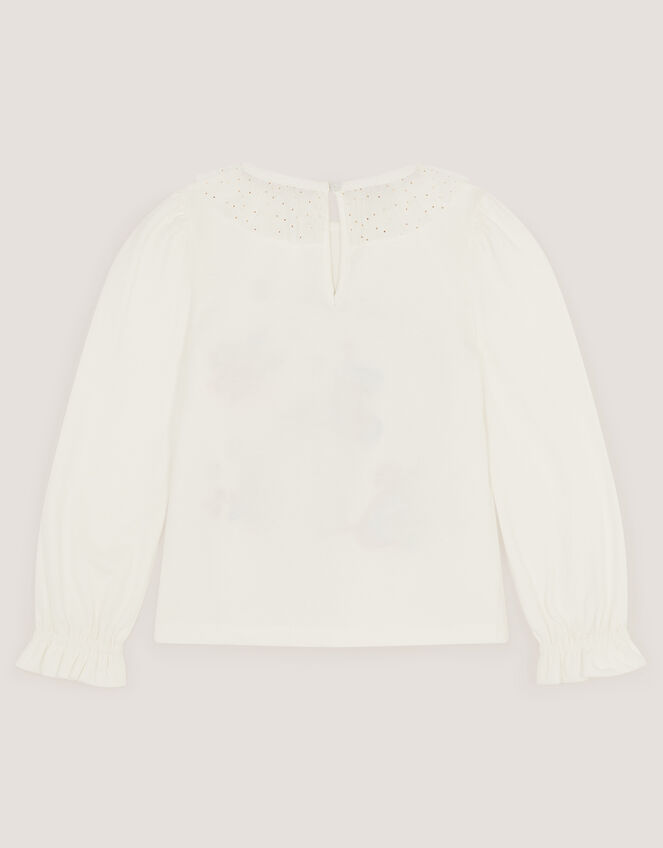 Embellished Christmas Long Sleeve Top, Ivory (IVORY), large