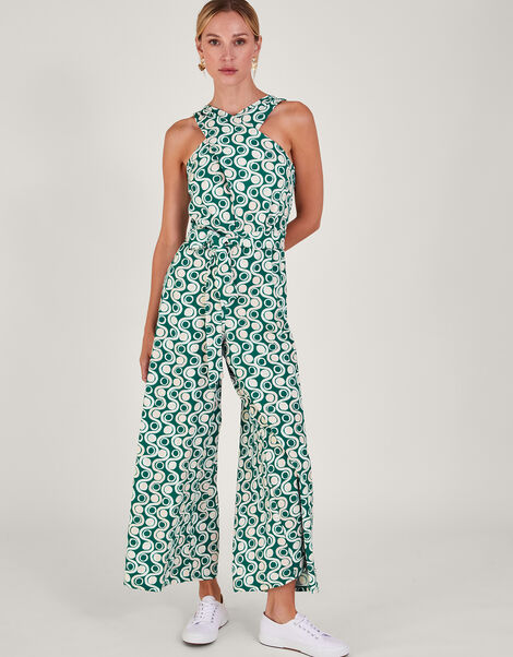 Print Cross-Over Jumpsuit, Green (GREEN), large