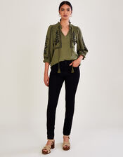 Embellished Double Faced Smock Top, Green (KHAKI), large