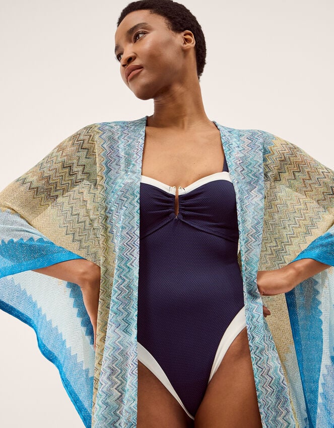 Ava Crochet Beach Cover Up, Blue (BLUE), large